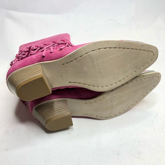 Oak Tree Farms | Hot Pink Suede Fringe Boots - Picture 6 of 7